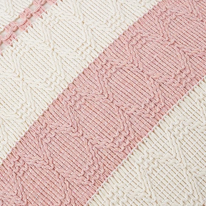Fancy Homi Set of 1 Boho Pink Decorative Throw Pillow Cover 20x20 Inch - Image 4