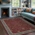 5x7 Boho Dark Red Rug for Living Room by HazoHaus