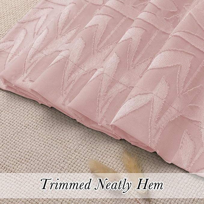 Lecloud Leia Jacquard Textured Blush Pink Curtains Sheer Valances - Image 8