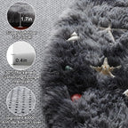 ONASAR Round Rugs 6ft for Living Room Bedroom, Tie-Dyed Dark Grey Fluffy Circle - Image 2