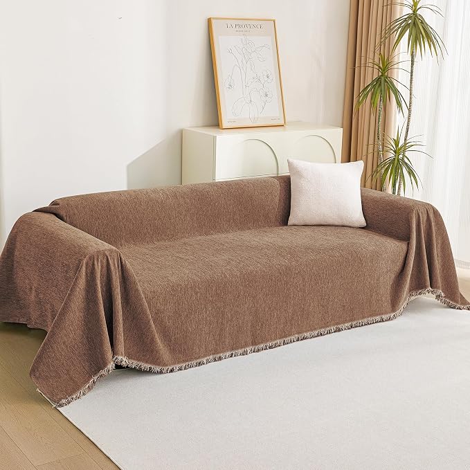 MYSKY HOME Boho Couch Cover Camel Sofa Covers - Image 8