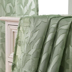 Lecloud Leia Sage Green Sheer Curtains 30 Inch Length 2 Pcs, Breathable - Image 3