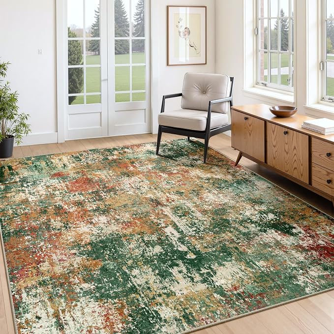 Washable Area Rugs 4'x6' Non-Slip Modern Abstract Soft by RELEANY