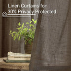 LAMIT Linen Curtains 48 Inch Length 2 Panels, Light Filtering Panels Back Tab - Image 5