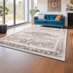 Hazo Haus Washable Neutral Farmhouse Bedroom Rug, 5x7 Area Rugs - Image 3