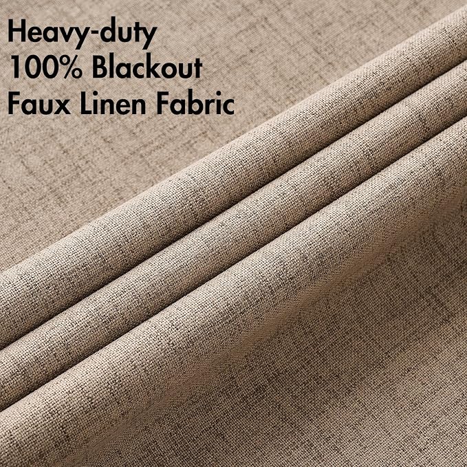 MIULEE 100% Blackout Linen Textured Curtains - Image 6