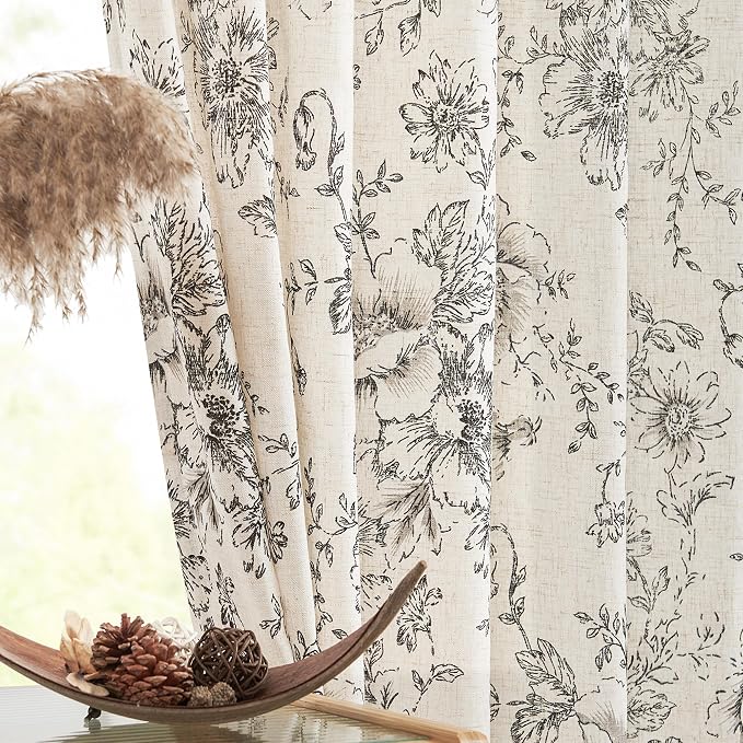 jinchan Pinch Pleated Curtains Floral Linen Blend Curtains - Image 9