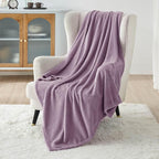 Bedsure GentleSoft Fleece Blankets Twin Size Fog Purple - Image 2
