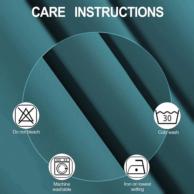 LEMOMO Sea Teal Thermal Blackout Curtains/38 x 63 Inch/Set of 2 Panels Room - Image 4