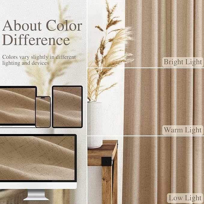 Sand Beige Linen Curtains for Living Room 126 Inches Long Simple Modern Light - Image 3