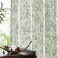 jinchan Linen Floral Curtains for Living Room 96 Inch Long Sage Green Printed by JINCHAN