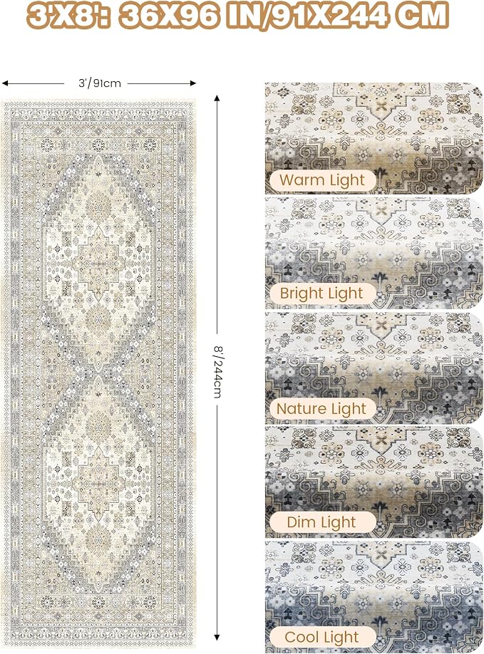 3x8 Runner Rug Non Slip Washable - Image 2