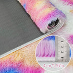 Fluffy Rainbow Colorful Rug for Living Room 5x8 Kawaii Rainbow Tie Dye Area Rug - Image 5