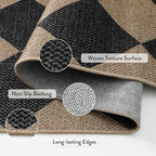 Lahome Colette Checkered Easy Jute Entry Rug, 3x5 Black Outdoor Patio Rug - Image 4