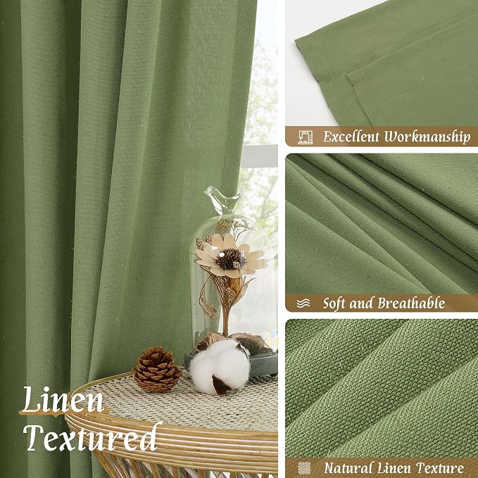 LAMIT Faux Linen Curtains 63 inches Long - Image 7