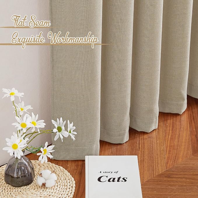 NICETOWN Taupe Curtains 84 inch Length 2 Panels Set, Rod Pocket & Back Tab - Image 7