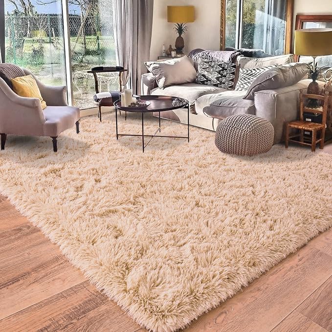Camel Rugs for Bedroom, Soft Shaggy Modern Shag 4x6 Area Rug for Living Room by Quntue