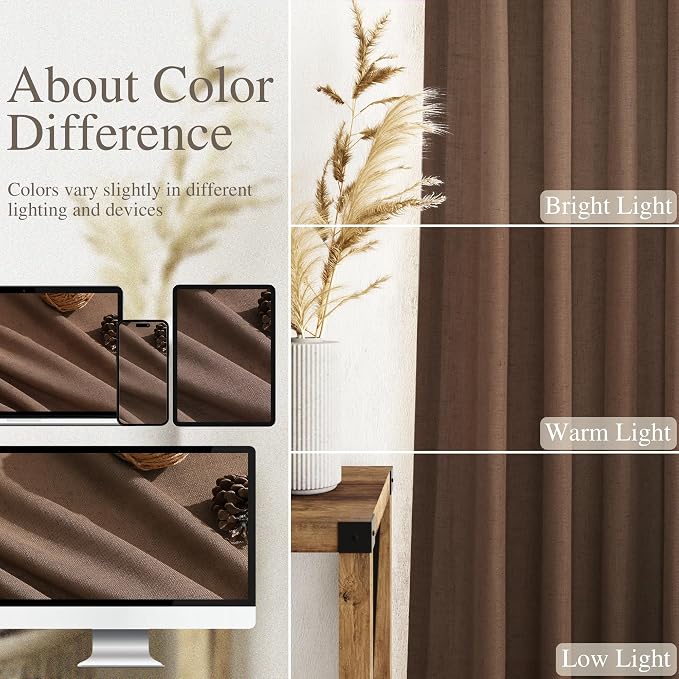 Caramel Brown Linen Curtains 84 Inches Long - Image 4