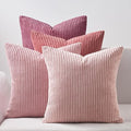 Topfinel Pink Throw Pillow Covers 16x16 Inch Set of 4, Soft Farmhouse Corduroy by Topfinel