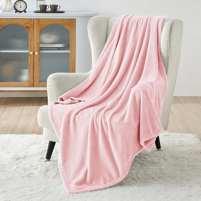 Bedsure GentleSoft Pink Fleece Throw Blanket - Image 2