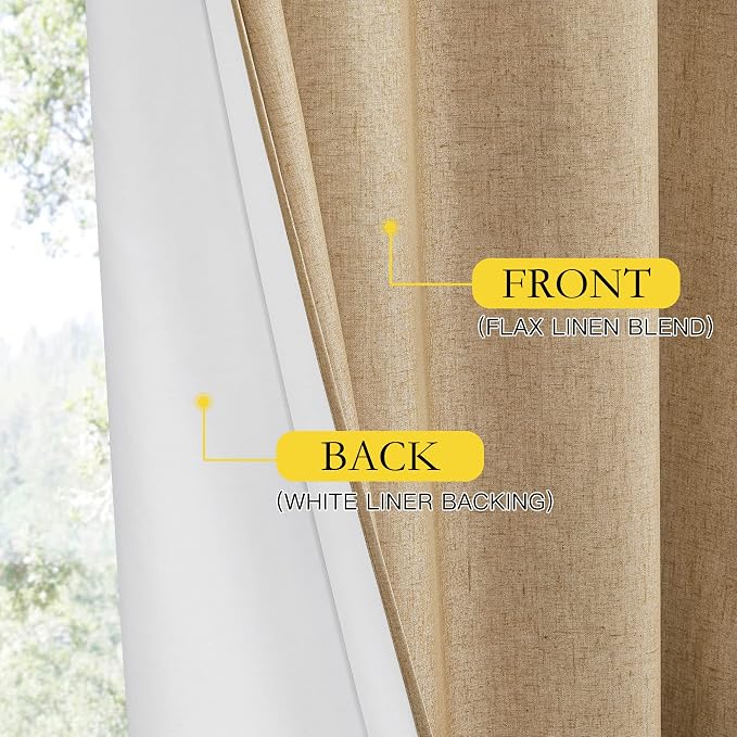 NICETOWN 100% Absolutely Blackout Linen Curtains - Image 6