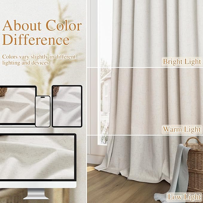 Guken Boho 100 Inches Long 100% Blackout Curtains Room Darkening Large Window - Image 7