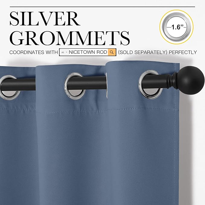 NICETOWN Thermal Insulated Curtains Blackout Draperies, Window Treatment Solid - Image 3
