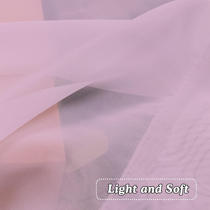 OVZME Light Pink Sheer Window Valance Curtains, Light Filtering Kitchen - Image 4