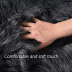 Latepis Large Rugs for Bedroom Dark Grey 6.7x10 Faux Sheepskin Fur Rug for - Image 5
