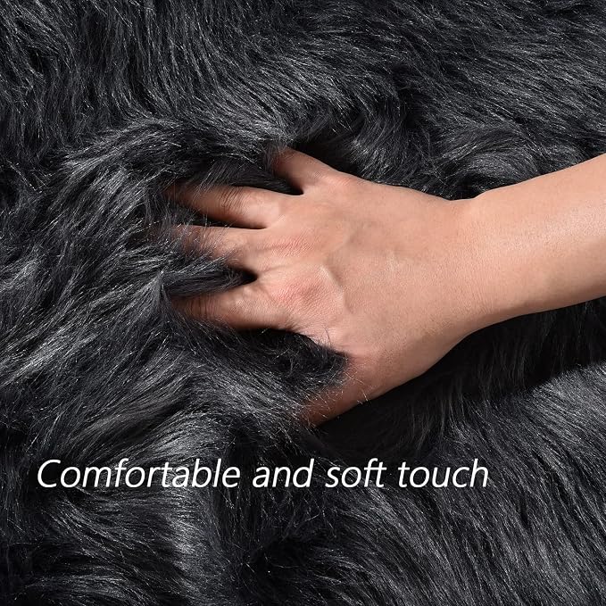 Latepis Dark Grey Small Bedroom Rugs 2x3 Washable Rugs Soft Shaggy Fuzzy Faux - Image 4