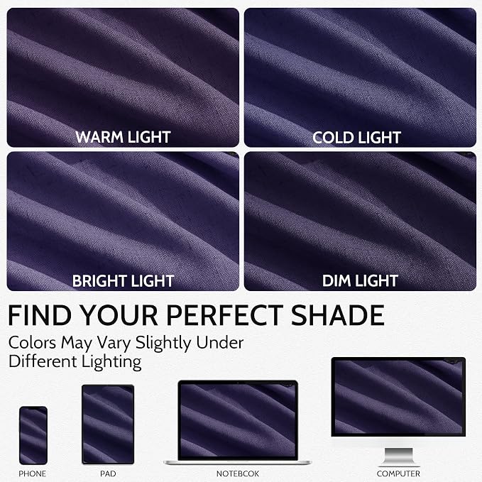 Purple Linen Curtains 90 Inch Long 2 Panels Set - Image 4