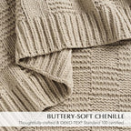 EVERGRACEHOME Modern Checkered Chenille Throw Blanket, Soft Cozy Plaid Knitted - Image 3