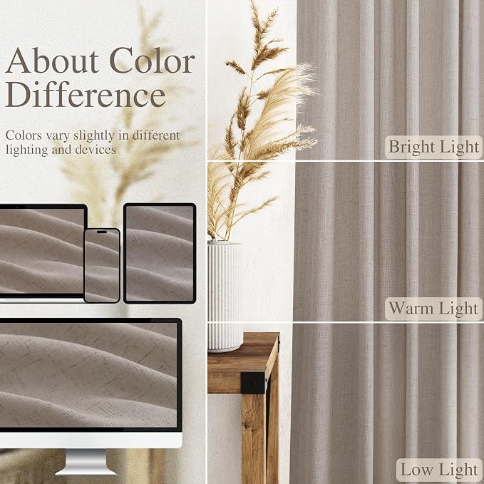 Nanspring Stone Beige Linen Curtains - Image 3