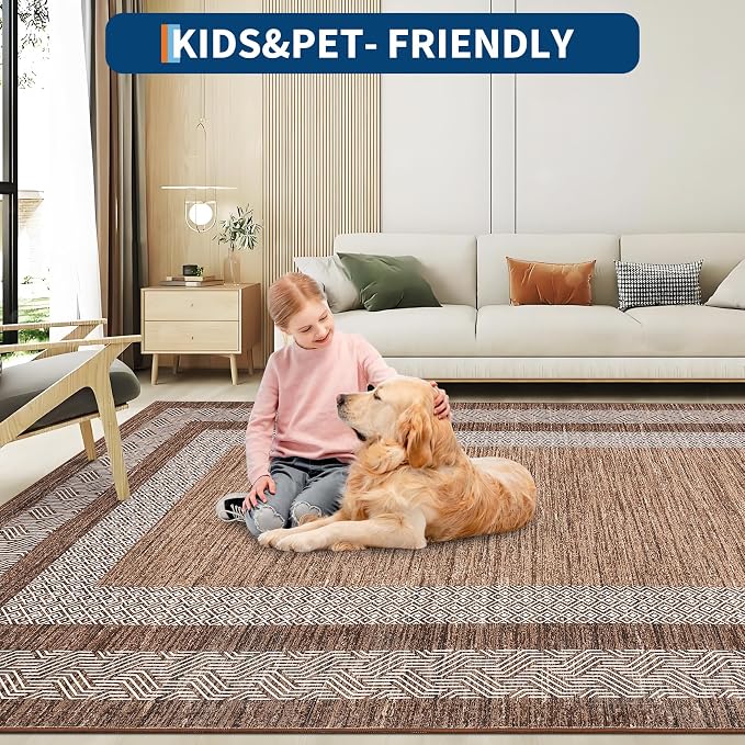 GarveeHome Modern Geometric Area Rug 2x3 Distressed Bordered Washable Non Slip - Image 7