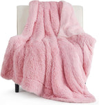 Bedsure GentleSoft Fluffy Pink Throw Blanket, Soft Fuzzy Plush Thick Warm Furry by BEDSURE