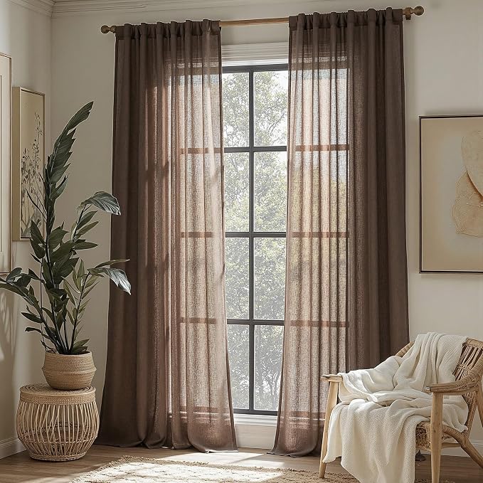 MYSKY HOME Dark Brown Curtains for Beroom Liivng Room 84 Inch Length 2 Panels - Image 8