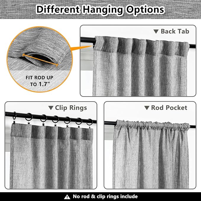 MYSKY HOME Long Sheer Curtains Farmhouse, Sliding Door Curtain - Image 3
