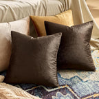 GIGIZAZA Brown Velvet Pillow Covers 18x18, Square Solid Throw Pillow Covers - Image 2