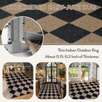 Lahome Colette Checkered Easy Jute Entry Rug, 3x5 Black Outdoor Patio Rug - Image 3