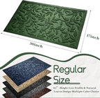 Boho Green Floral Leaves Outdoor Indoor Entrance Doormats, Absorbent Durable - Image 2