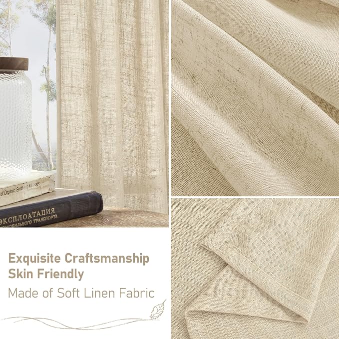 LAMIT Light Filtering Linen Curtains 84 inches Long - Image 6