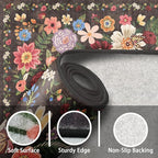 Floral Washable 6x9 Area Rugs, Soft Black/Brown Bedroom Rug - Image 5