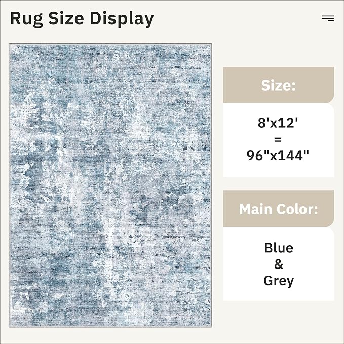 Washable Area Rug 8x12, Large Soft Rugs - Image 5