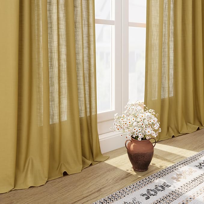 Nanspring Gold Linen Curtains 72 Inch Length - Image 6