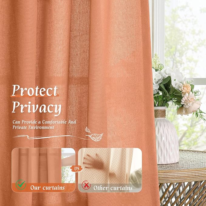 LAMIT Linen Blended Window Curtains 63 inch Length - Image 5