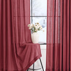 Burgundy Curtains for Living Room Back Tab Modern Farmhouse Semi Sheer Burgundy - Image 5