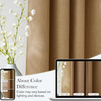 NICETOWN Caramel Faux Linen Room Darkening Rod Pocket Curtains 63 inch Length - Image 5