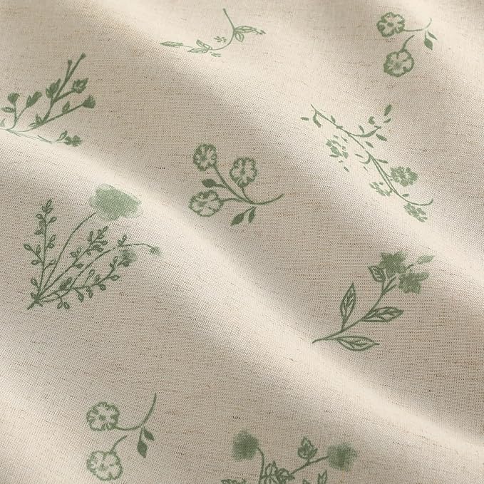 Boho Floral Spring 100% Blackout Curtains 84 Inch Length 2 Panels Set, Linen - Image 4