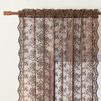 YJ YANJUN Vintage Lace Curtains 54 Inch Length-Brown Kitchen Curtains - Image 2