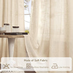 LAMIT Linen Curtains 40 Inch Length 2 Panels, Semi Sheer Light Filtering Panels - Image 7